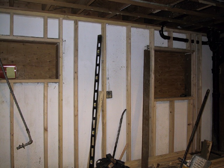 East wall and window framing
