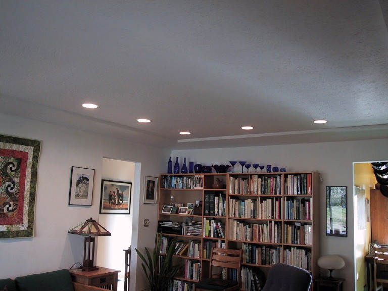 Lights above the bookcase
